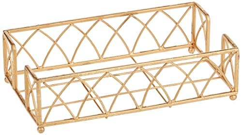 Boston International Arch Design Guest Towel Napkin Holder Caddy, Gold Leaf