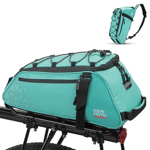 KEMIMOTO Rear Bike Rack Bag 8L PVC Water Resistant Ebike Bags for Bicycle Rear Rack Bicycle Trunk Pannier for Commuter Travel Shopping and Cycling Green