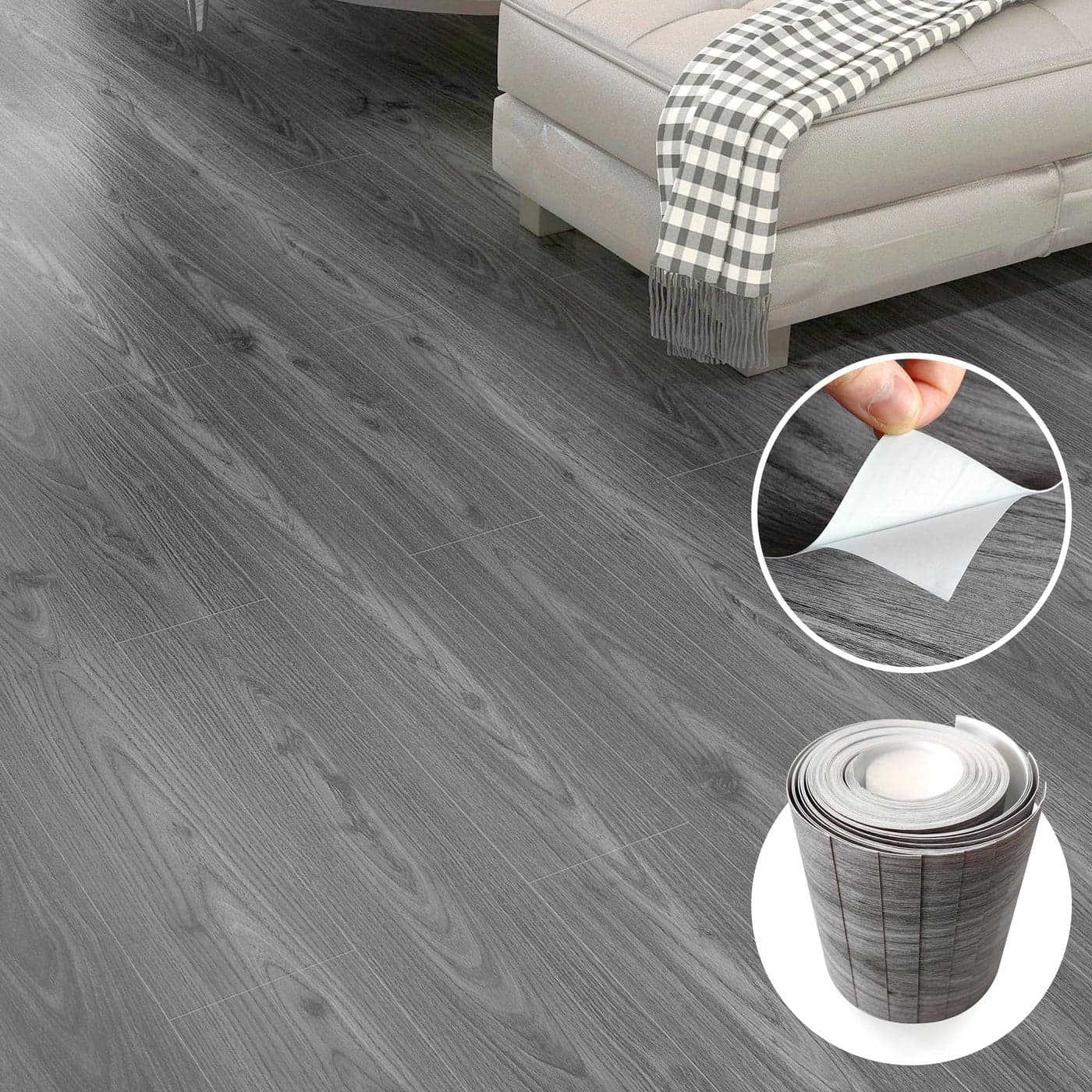 Lareko 54 SqFtWood Peel and Stick Floor Tiles36 Pack Grey Vinyl Flooring No Adhesive Residue 366 Waterproof and NonSlip Laminate Flooring for Renters Bathroom Living Room Nature Grey