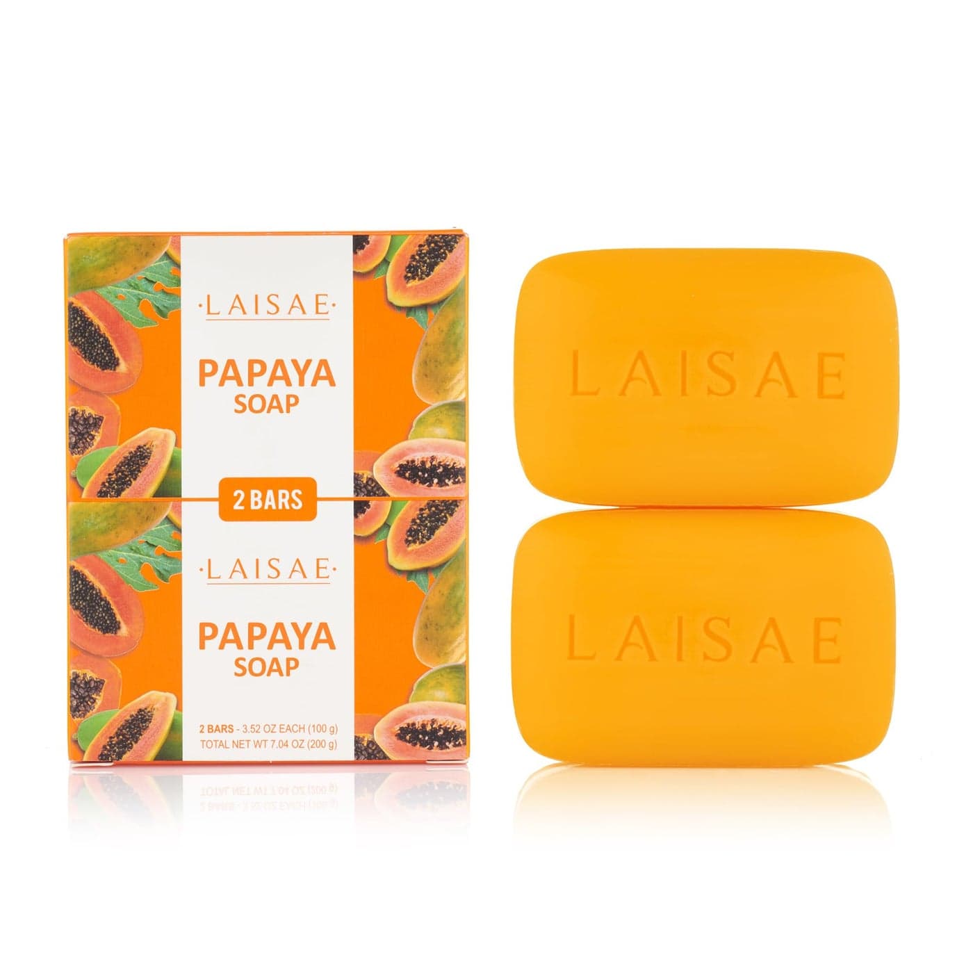 LAISAE Papaya Exfoliating Soap Hydrating Face Moisturizer with Niacinamide Shea Butter and Aloe Vera Even Skin Tone Body Cleansing Bar Sensitive Skin Soap Vegan 352 oz 2 Bars