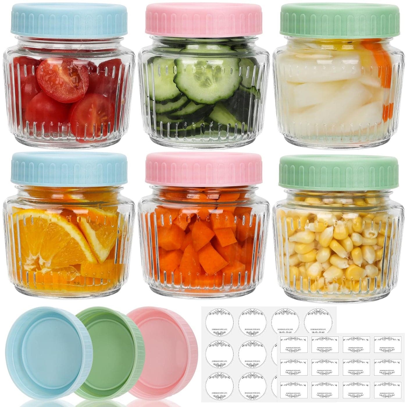 Cehomi 8 oz Mason Jars 6 Pack 240 ml Glass Canning Jars with Regular Mouth Lids Small Glass Storage Containers for Jelly Jam Honey Pickles Spice Overnight Oats
