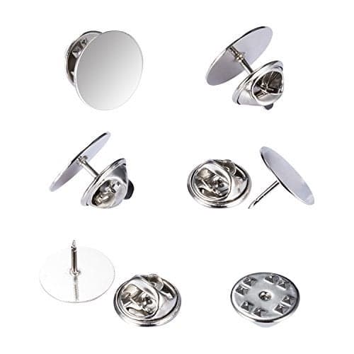 Canomo 50 Pairs Butterfly Pin Backs with 15mm Tie Tacks Blank Pins for for Lapel Pins, Service Bars and Jewelry(Silver)