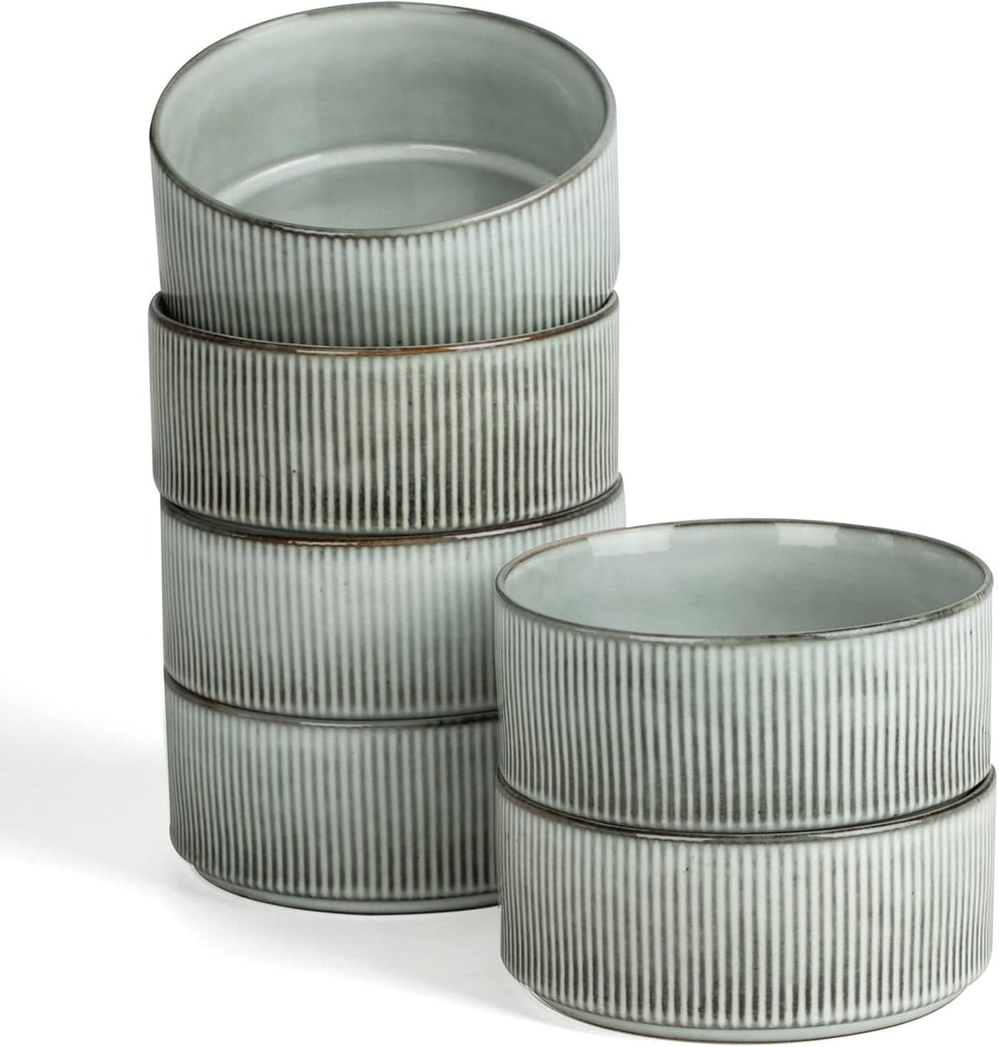 famiware Star Cereal Bowl Set Soup Bowls Set of 6 Double Reactive Glaze Stackable 23 oz Deep Bowls Suitable for Cereal Popcorn Oatmeal Dessert Dishwasher and Microwave Safe Smoky Blue