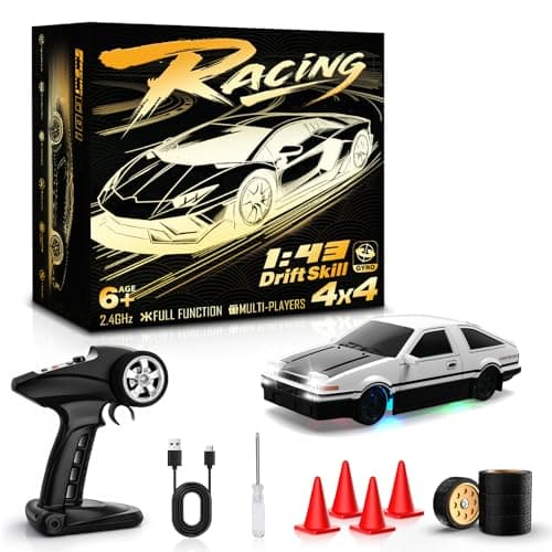 Desdoni RC Drift Car 143 Mini RC Drift Car with Gyro 24GHz Full Proportional Control 20KMH 4WD High Speed Remote Control Alloy LED Lights Drift Tires Toys Gift for Adults Boys and Girls