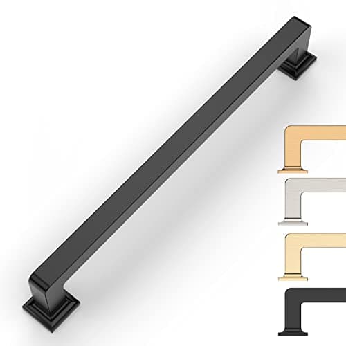 9BUILD 10 Pack 7.5 Inch Matte Black Cabinet Pulls - Kitchen & Dresser Handles