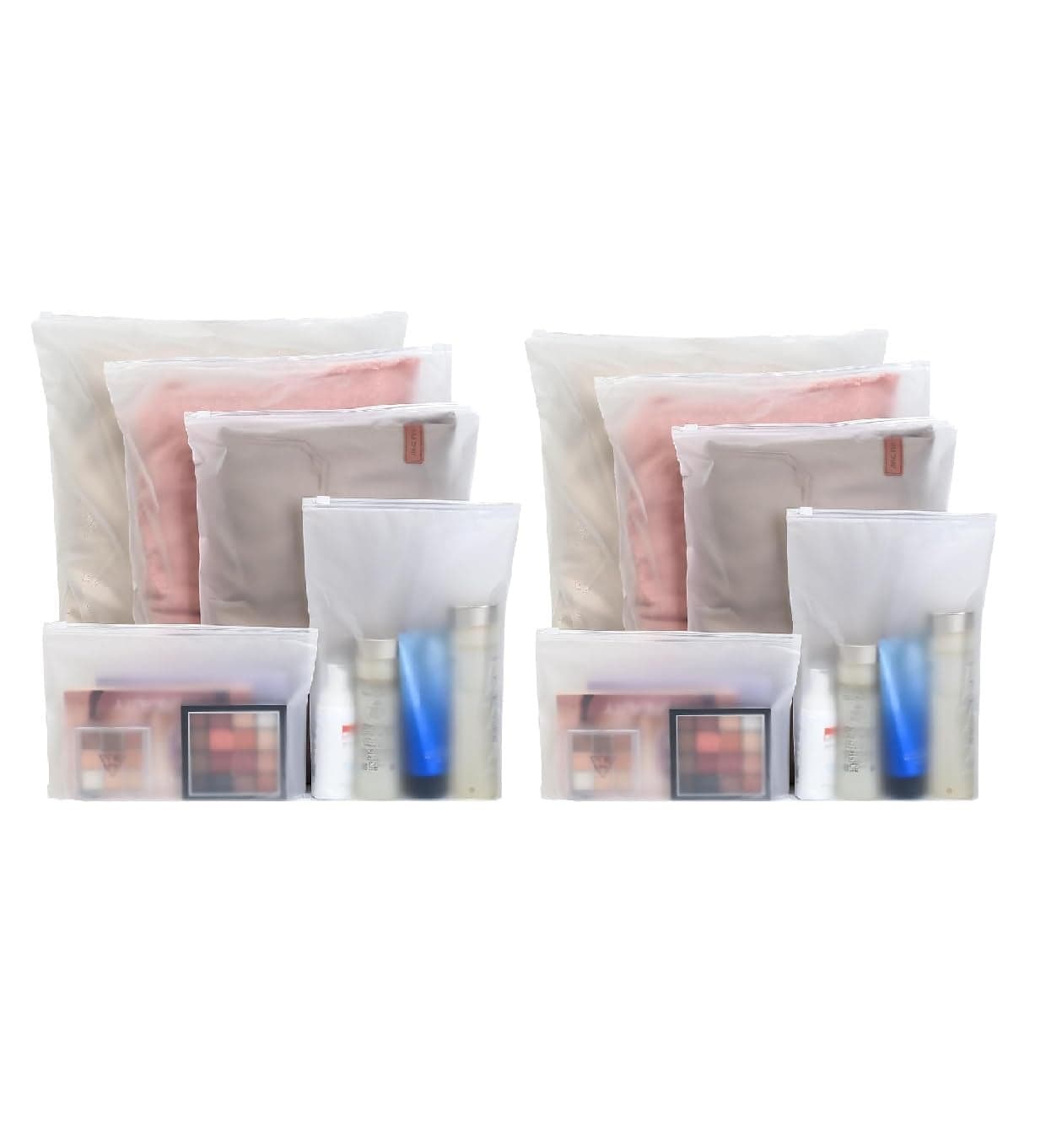 ZURATO 5pc Set Transparent Packing Bags for Travelling, Zip Bags for Clothes, Cosmetic, Jewellery, Tolitary, Shoes Storage Bag for Travel Organizer, Zip Lock Bag with Air Vent Hole (2 Set)