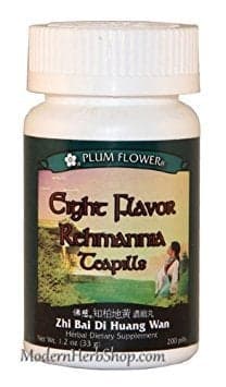 Eight Flavor Rehmannia Zhi Bai Di Huang Wan 200 ct Plum Flower