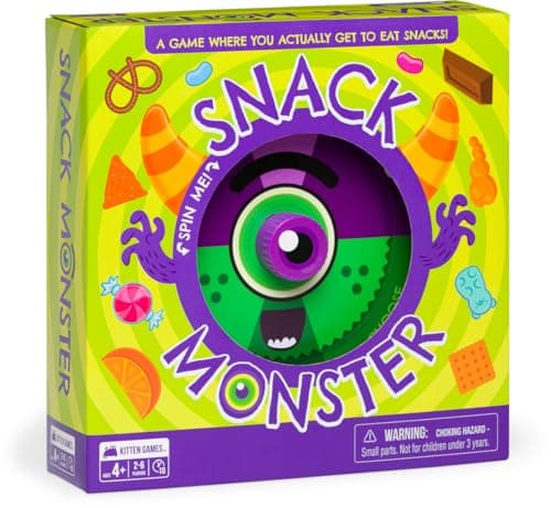 Exploding Kittens Snack Monster 26 Players Ages 4 10 Minutes to Play Snack Eating Spinner Game Kid Friendly Card Game Family Game Night Snack Time Kids Game