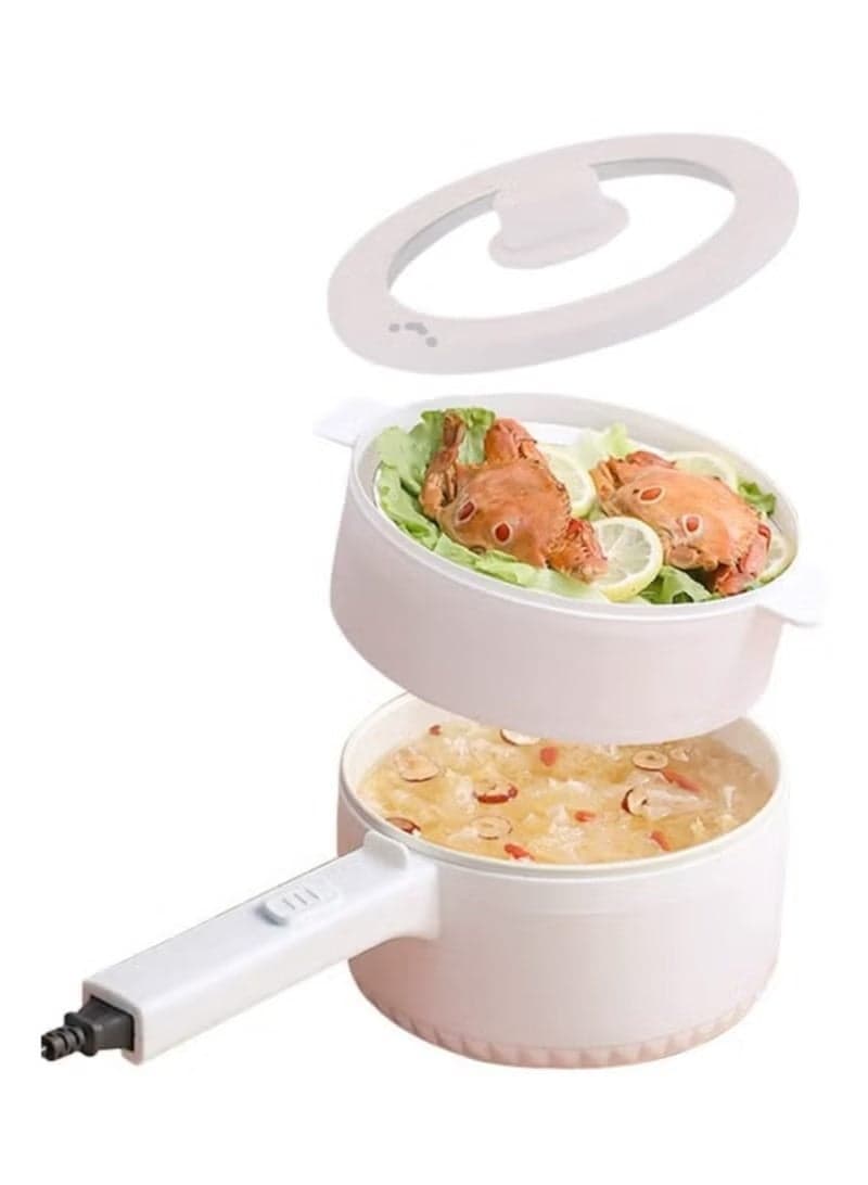 2L Electric Hot Pot Portable Non-Stick Pan for Steak, Egg, Fried Rice, Ramen, Oatmeal, Soup, Two Power Control and No Toxic Substances