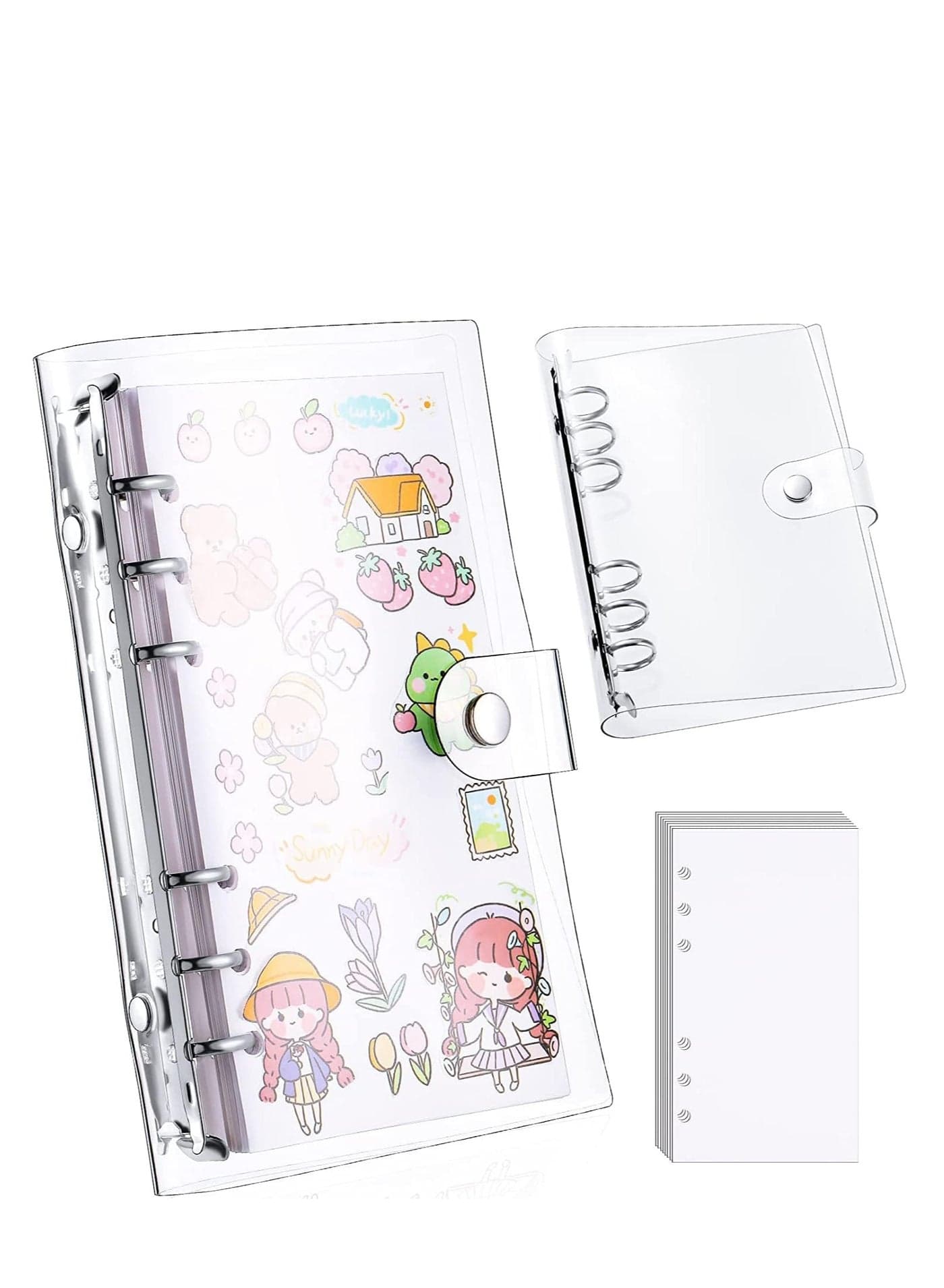 Sticker Collecting Album, Reusable Sticker Book, Blank 50 Sheets PVC Sticker Album, Transparent Shell Sticker Collection Accessories for Collecting Stickers, Labels, A6