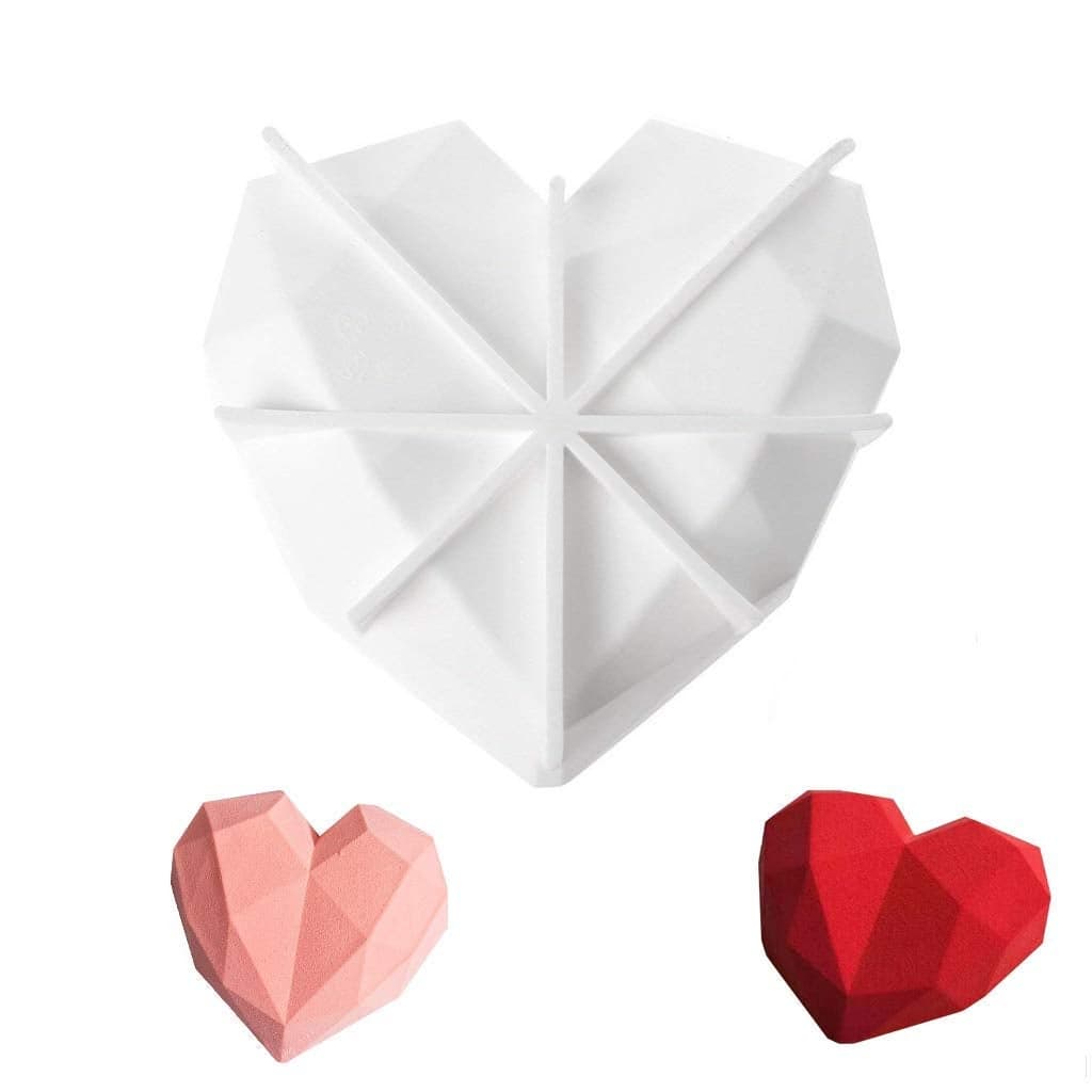 AntranStore Diamond Heart Love Mousse Cake Mold Trays Silicone Baking PanFood Grade BPA FreeNot Sticky Mould Suitable For MousseChocolate BrownieCheesecakeJellyIce CreamFondant