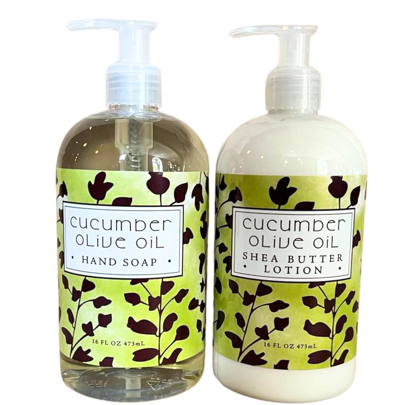 Greenwich Bay Trading Company Cucumber Soap Lotion Set Refreshing Hand Soap Moisturizing Lotion Duo 16 oz Bottles with Pump Dispenser Luxurious Skincare Gift Set