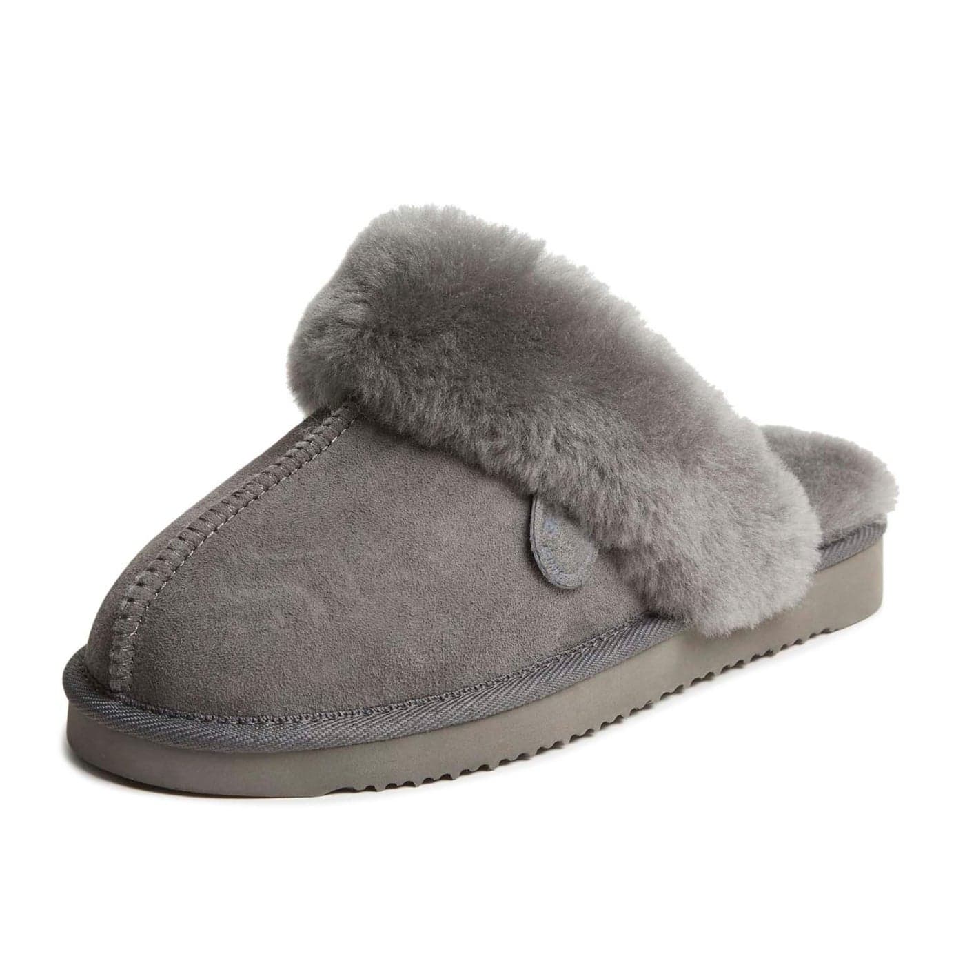 Dearfoams Womens Fireside Sydney IndoorOutdoor Water Resistant Genuine Shearling Scuff Slipper Wide Widths