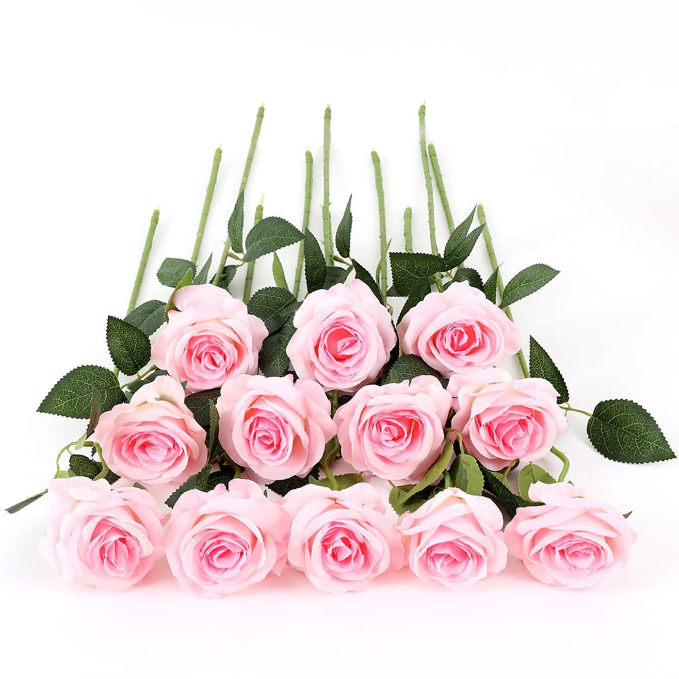 Laelfe 12 PCS Artificial Flowers Roses Fake Silk Flowers Long Stem Artificial Roses for Home Wedding Decorations