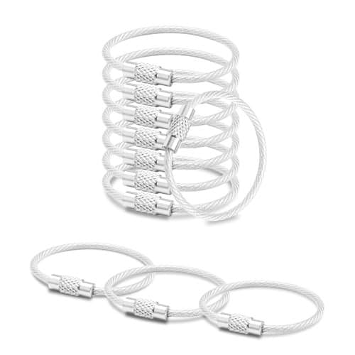 CooBigo Small Keychain Key Ring Holder 25 Pack of 4 Inch Travel Luggage Tag Loops Wire Cable Key Chain for Hanging Car Keys Dog Tag Rings Keeper THICK 2mm Silver