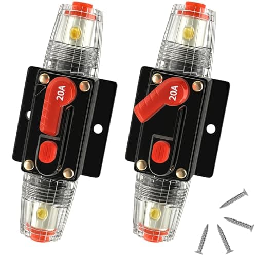 Bolipoeq 20 Amp Manual Reset Circuit Breaker DC 1248V Waterproof Inline Fuse Holder 315 AWG Overload Protection for Car Audio Sound Amplifier System RV Marine Boat Truck Solar Pack of 2