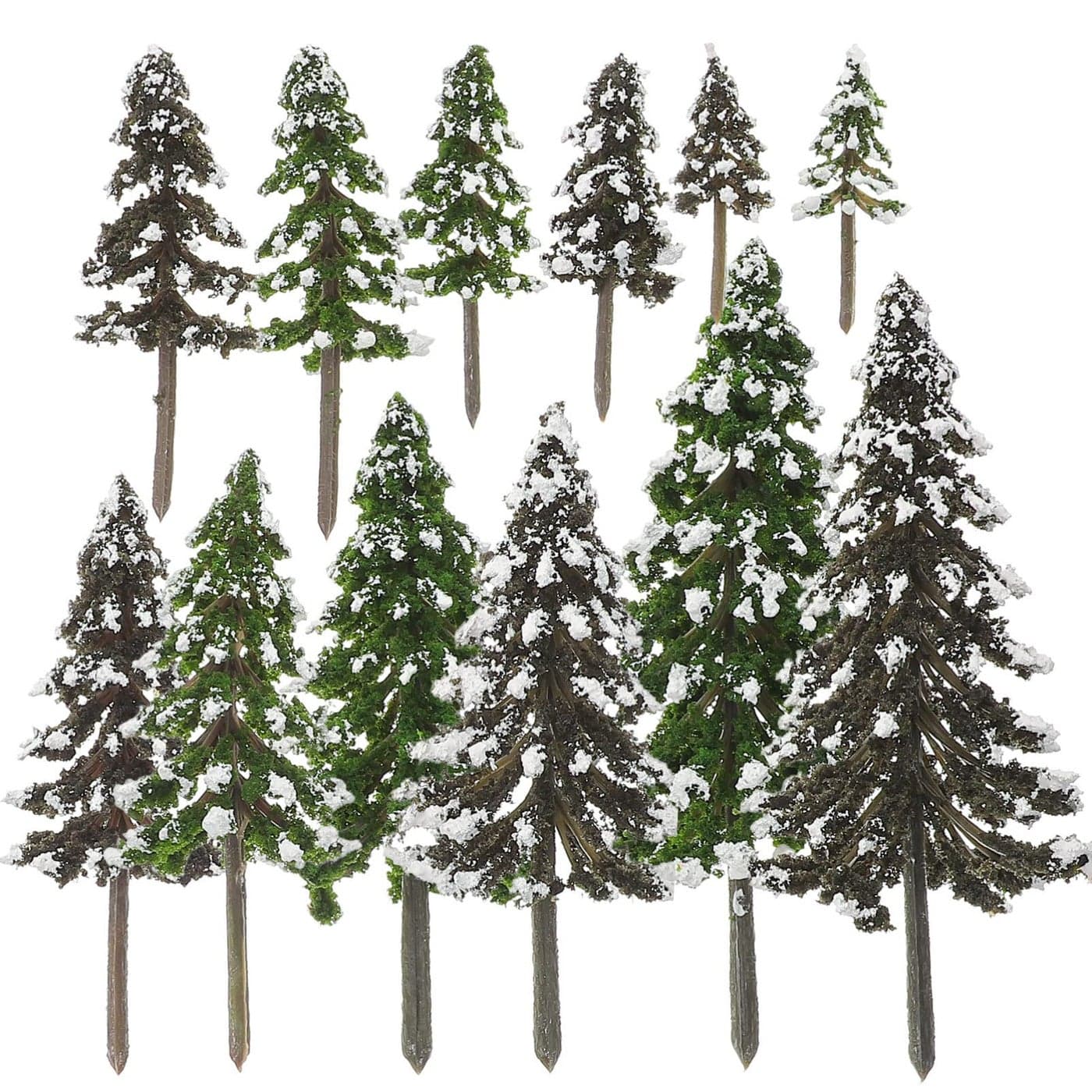 Assorted Pine Trees 12PCS Miniature Sisal Trees Tiny Christmas Village Trees Mini Christmas Trees for Villages Tabletop Decorations