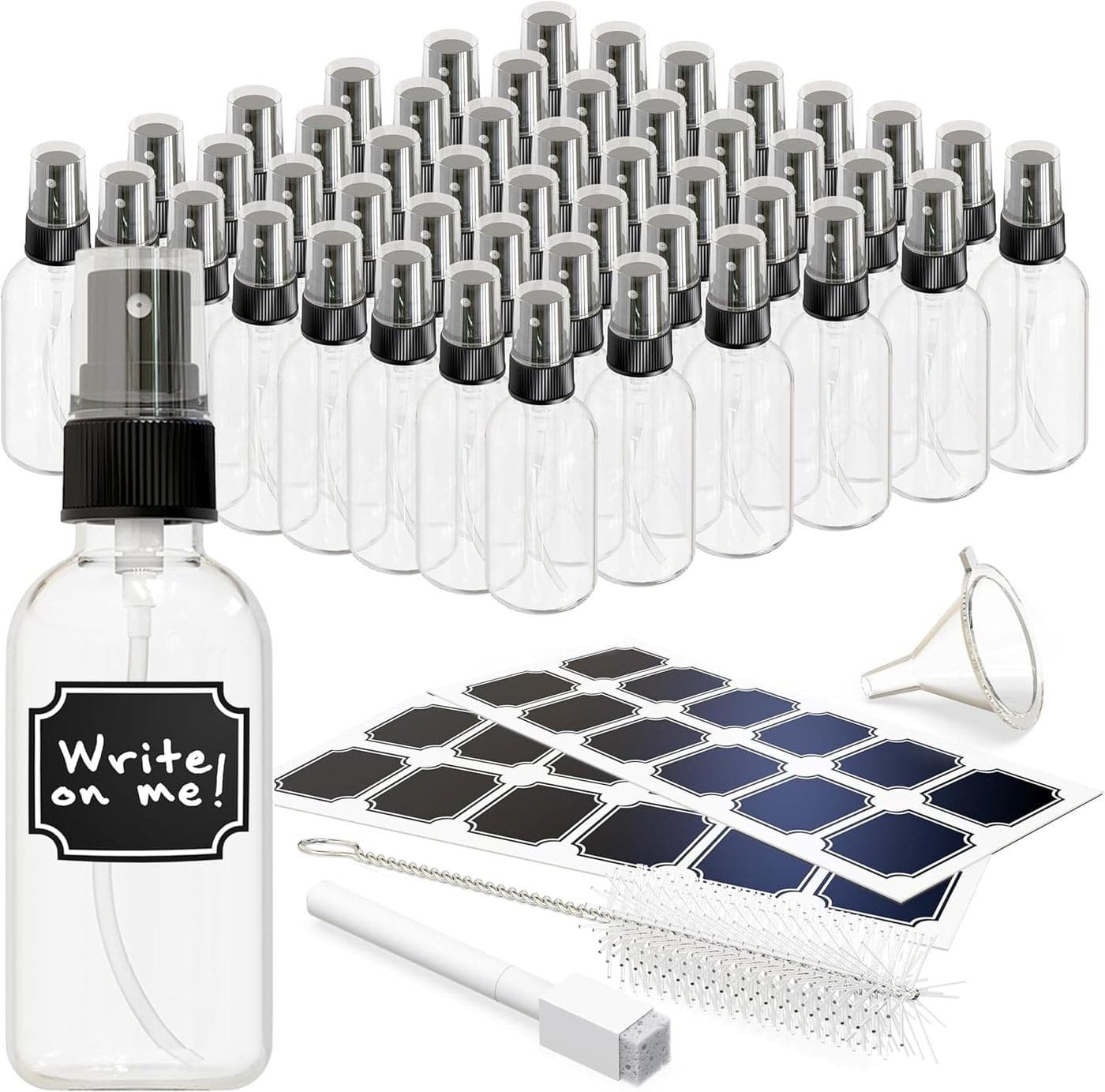 Nevlers 48 Pack Clear Glass Spray Bottles 2 Oz Mini Spray Bottles | Versatile Ultra Fine Mist Spray Bottles for Face | Small Spray Bottle & Hair Spritzer Bottle | Glass Spray Bottles Small