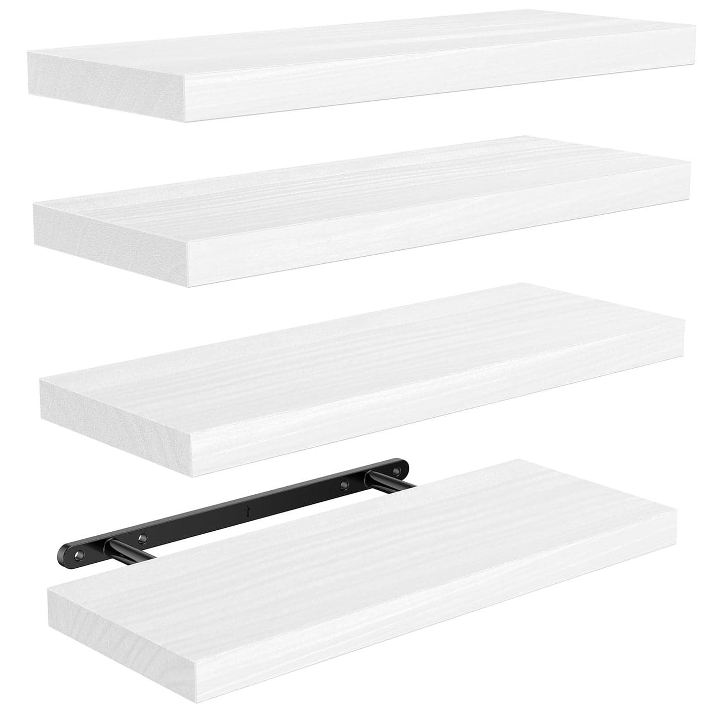 AMADA HOMEFURNISHING Floating Shelves Paulownia Wood Wall Shelves for BathroomLiving RoomBedroomKitchenHome Office Natural Wood Floating Shelf for Home Storage Organization Set of 4 AMFS40W