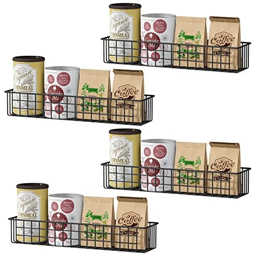 MILIJIA 4PCS Magnetic Storage Baskets for Refrigerator Strongly Magnet Spice Rack Fridge Storage Shelf Great for Kitchen and Pantry