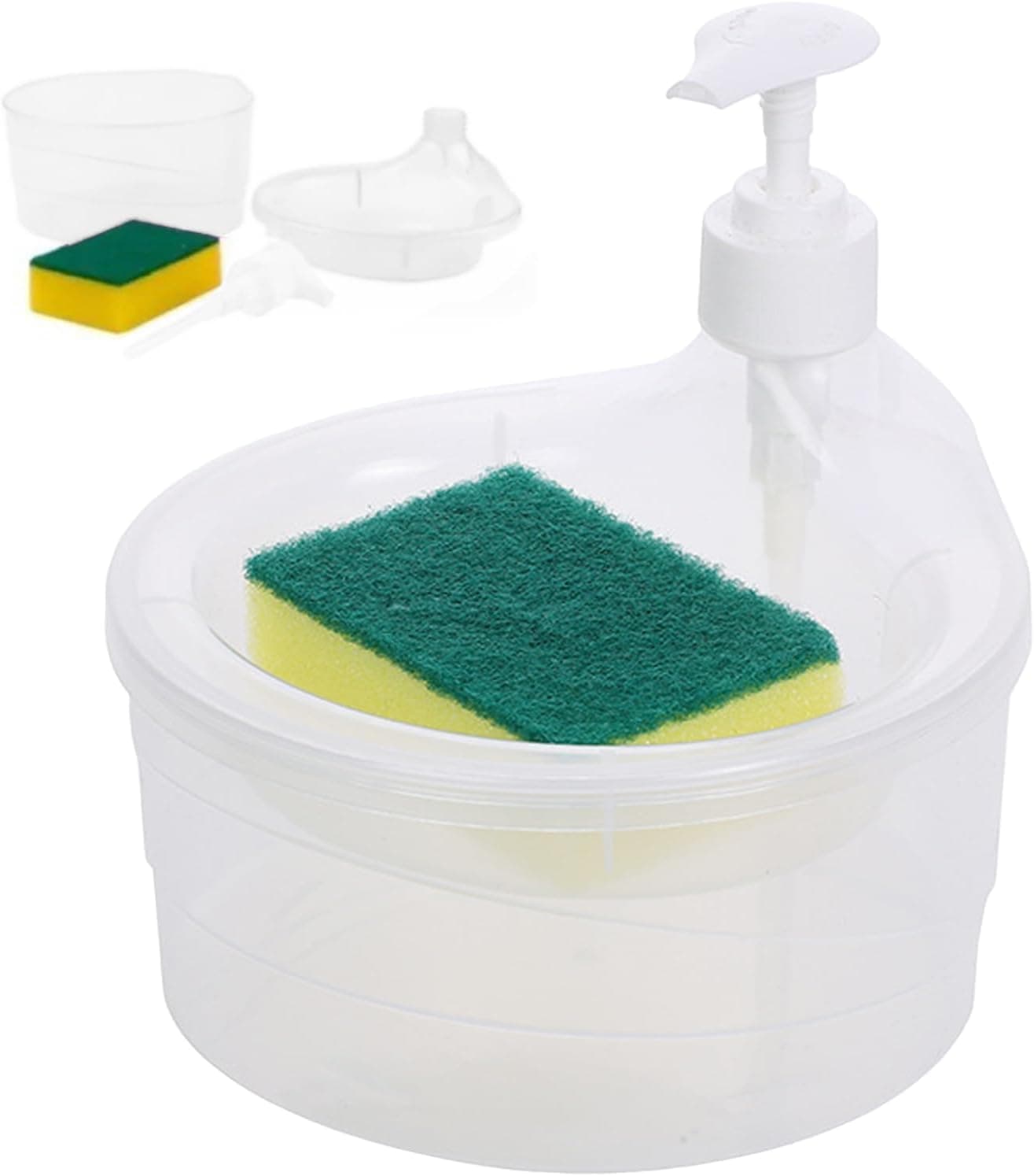 Clefairy Double Layer 2 in 1 Liquid soap Dispenser with Pump and Sponge | 15 x 16 x 17 CM | Multi-Color