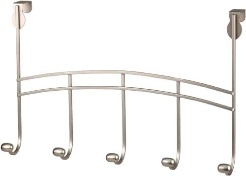Spectrum Diversified Duchess 5-Hook Rack Over-The-Door, Satin Nickel