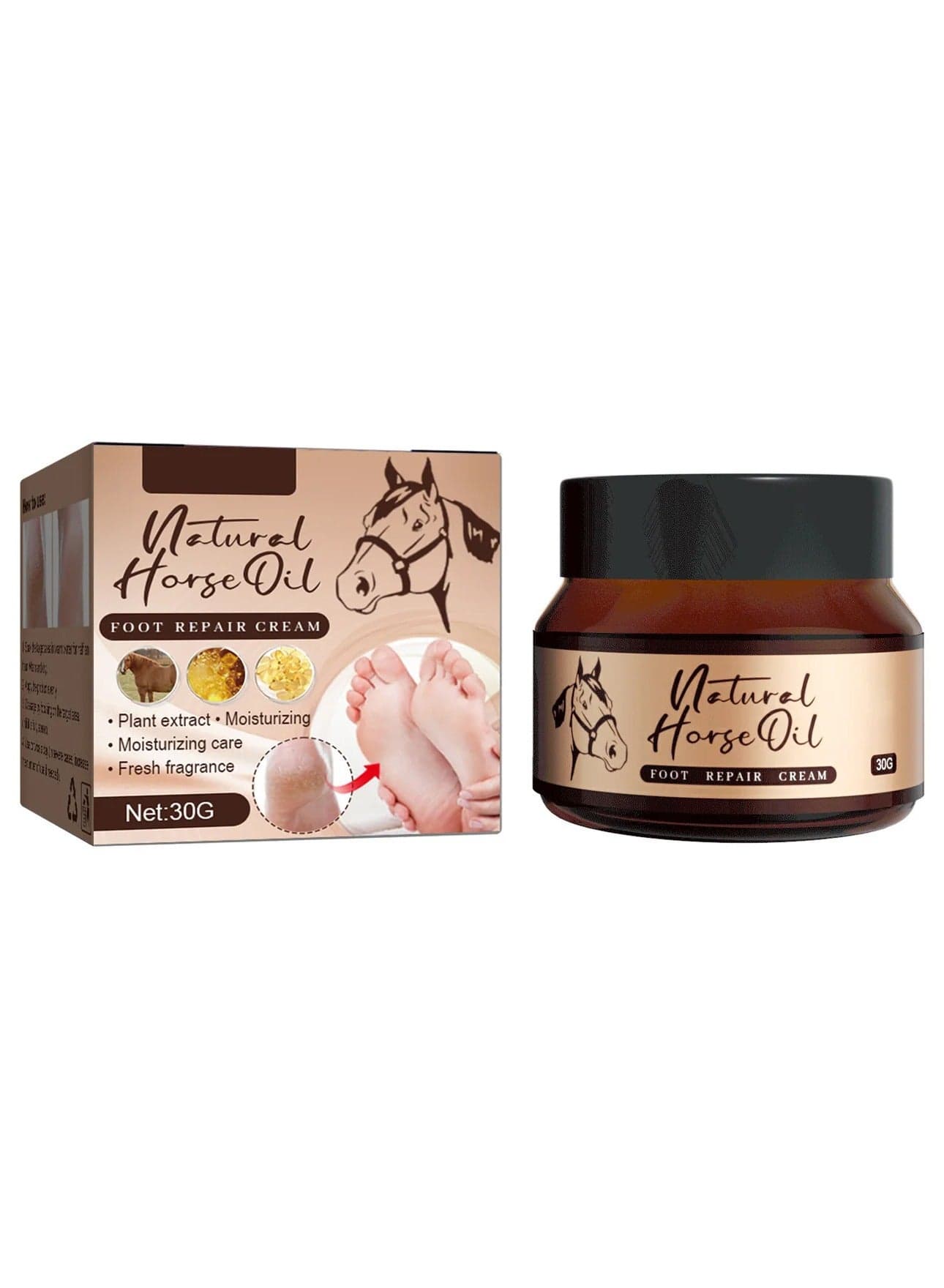 Horse Oil Foot Cream, for moisturizing and nourishing foot care, repairs dry, cracked and flaky skin