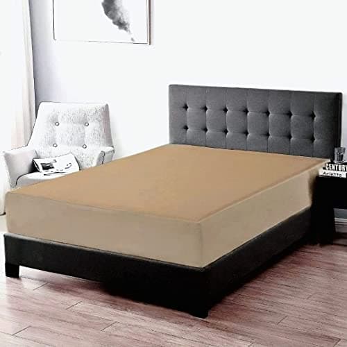 Trance Home Linen 220 GSM+ 78"x72"x10" Premium Cotton Waterproof Mattress Protector | Elasticated Fitted Style Bed Protector for Double Bed King Size with 10 inch Thick (78x72x10 inch, Brown)