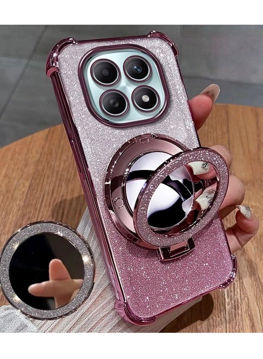 Magnetic Glitter for Xiaomi Redmi Note 15 Case,Camera Lens Protector,Sparkly Stand,Makeup Mirror,Support Wireless Charging, Luxury Gradient Shockproof Xiaomi Redmi Note 15 5G Cover