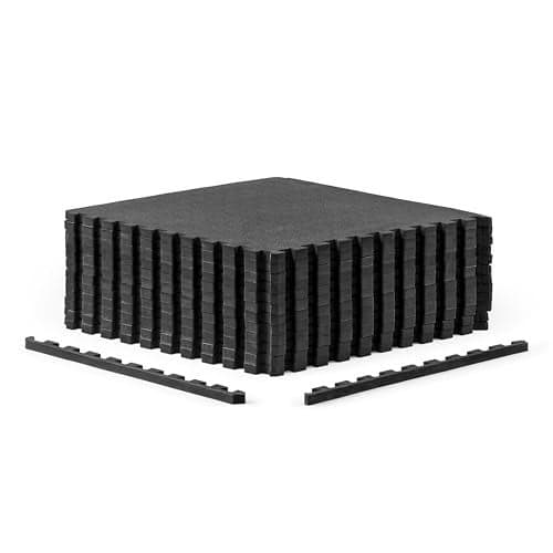 CAP Barbell 3/4-Inch Interlocking EVA Foam Exercise Puzzle Mat Home Gym Flooring - 2 Pack | 24" x 24" x 3/4" | Pebble Pattern - Black