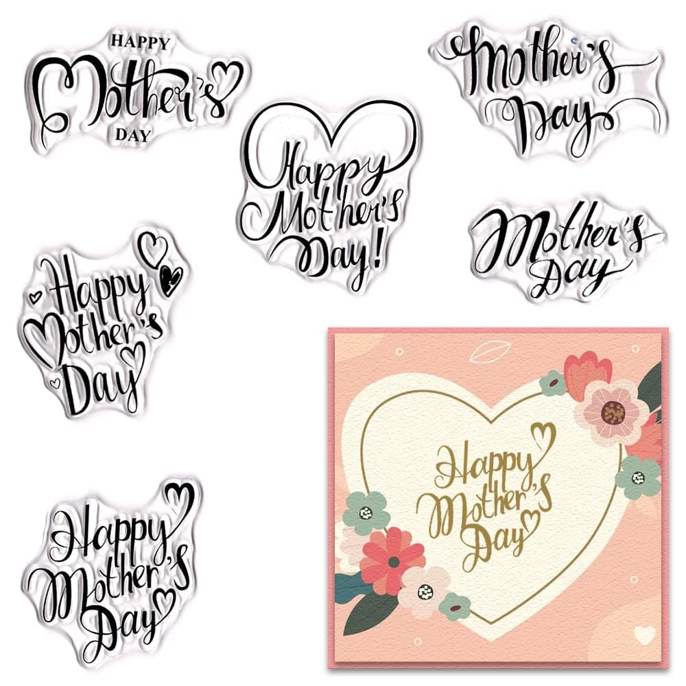 Hying Happy Mothers Day Clear Stamps for Card Making Mother Day Blessing Words Transparent Rubber Stamps for Bullet Journal DIY Scrapbook Decoration Handmade Crafts Notebook