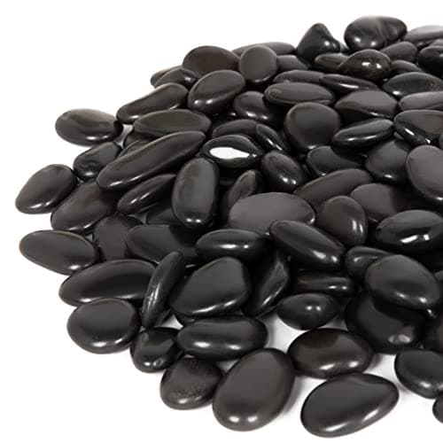 GASPRO 15lb Black River Rocks for Landscaping Outdoor Polished Black Pebbles for Planters 1 to 2 Inch Large Decorative Stones for Garden Decor