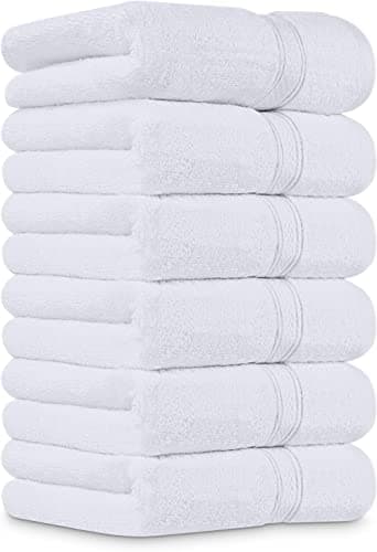 Utopia Towels 6 Pack Premium Hand Towels Set 16 by 28 inches 100 Ring Spun Cotton Ultra Soft and Highly Absorbent 600GSM Towels for Bathroom Gym Shower Hotel and Spa White