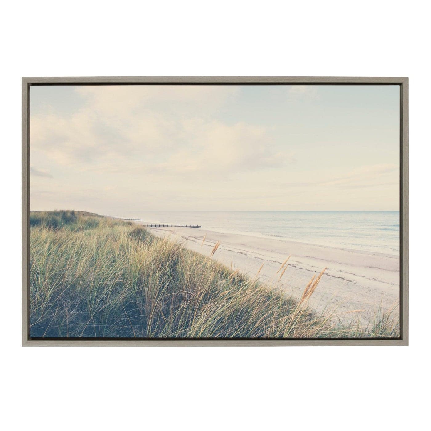 Kate and Laurel Sylvie The Perfect Day Framed Canvas Wall Art by Laura Evans 23x33 Gray Decorative Coastal Art for Wall