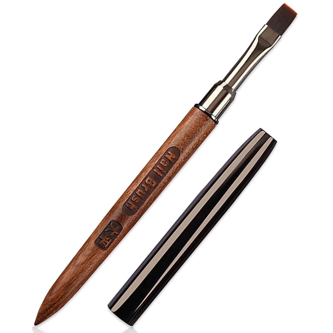 DANNEASY 1pc Acrylic Nail Brush Sandalwood Nail Art Brushes Nail Painting Brush Nail Clean Up Brush Nail Design Brushes Nail Art Tools Flat Head