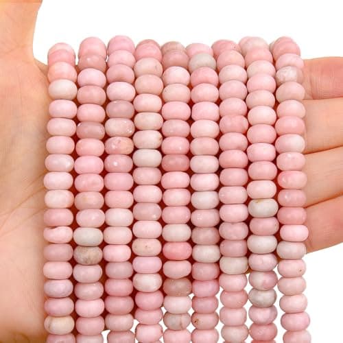 BONNY BOXX 1 Strand Natural 5 8mm Pink Opal Rondelle Beads Natural Abacus Disk Stone Beads Loose Spacer Gemstone for DIY Bracelet Necklace Jewelry Making