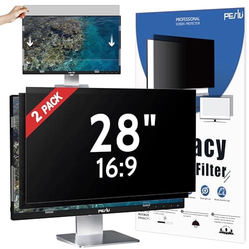 Peslv 2 Pack 28 Inch Privacy Screen for Computer Monitor 169 Aspect Ratio Eye Protection Anti Blue Light Glare Shield 28inch Removable Black Blackout Anti Spy Desktop Security Private Filter