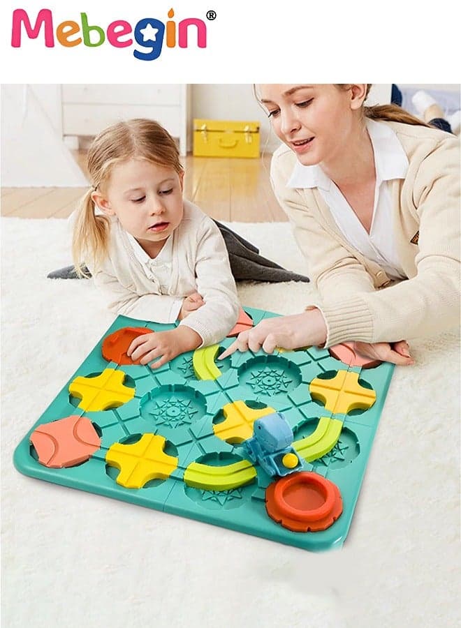 Road Builder Board Set with 1 Car and 3 Balls, STEM Board Games, Logic Road Builder Brain Teasers Puzzles, Maze Racer Board Game, Preschool Learning Educational Toy, Ideal Gift for Kids Aged 3+