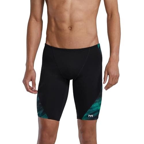 TYR Men's Durafast Elite Blade Splice Jammer Swimsuit, Green/Soren, 26