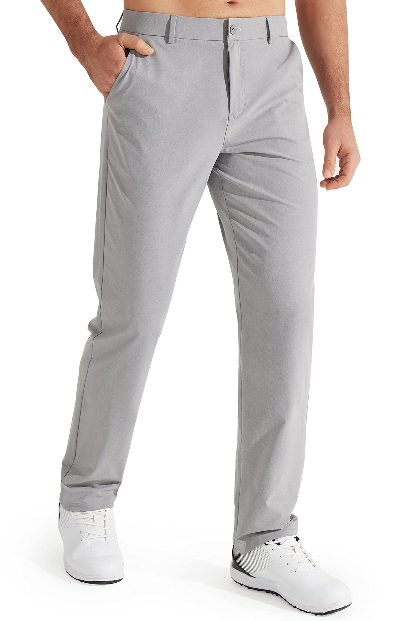 Libin Mens Golf Pants Classic Fit Stretch Work Dress Pants 32 Quick Dry Lightweight Business Casual Trousers Comfort Water Resistant Light Grey 36W x 32L