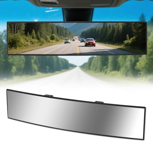HmmtyRack Rear View Mirror Chrome Antiglare Panoramic Rear Mirrors Universal 16 Inch Convex Interior Clip on Extra Big Wide Angle Rearview Mirror Extender to Reduce Blind Spot for Pickup Truck Van
