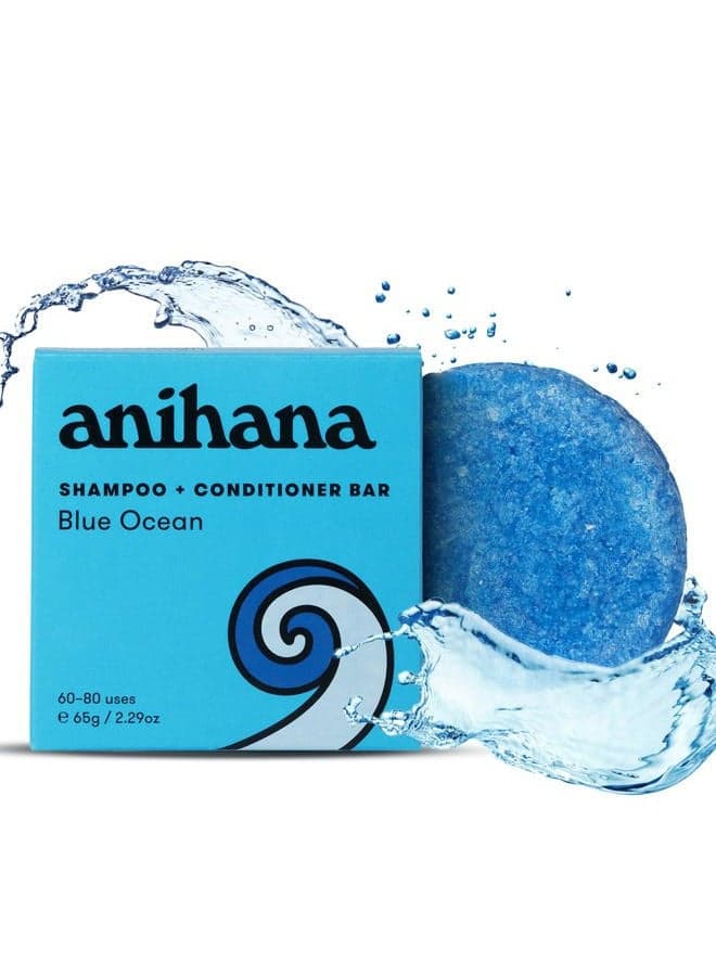 Shampoo and Conditioner Bar for Regular Normal Hair, Clean, Purifying, Natural, Healthy Look and Shine, Paraben Free, Blue Ocean, 2.29 oz