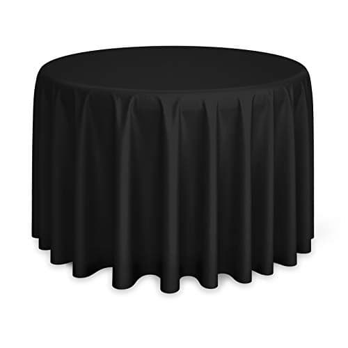 Lann's Linens - 132" Round Premium Tablecloth for Wedding/Banquet/Restaurant - Polyester Fabric Table Cloth - Black