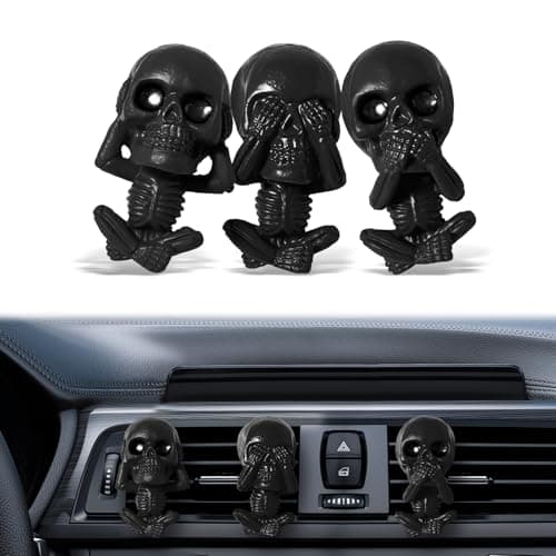 PLUSYES Skull Car Air Freshener Vent Clips Goth Decor Interior Gothic Halloween Cool Decoration Horror Skeleton Dashboard Accessories Spooky Cute Funny Gifts for Men Women