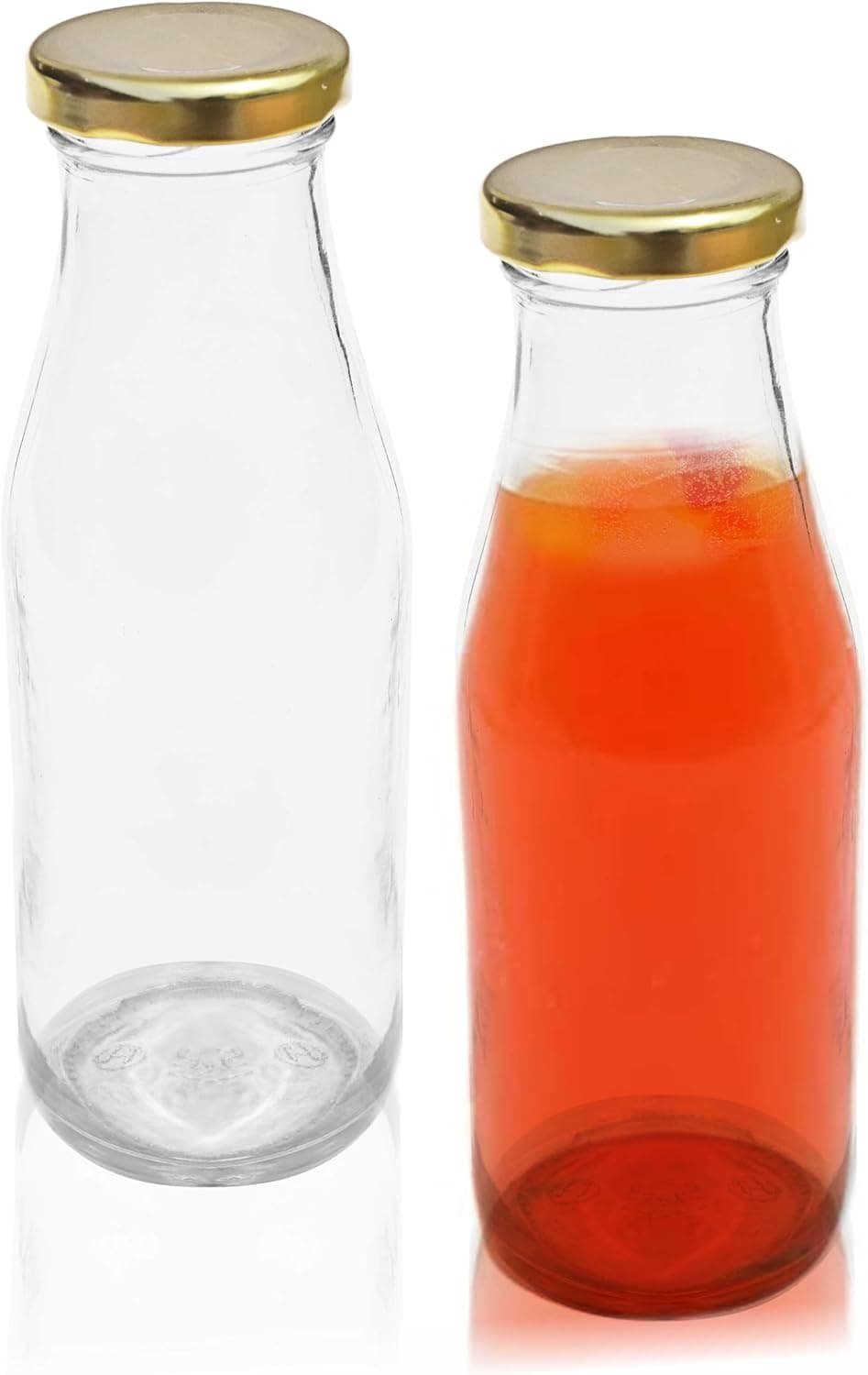 Pure Source India Milk, Water and Juice Glass Bottle Freezer Safe, with Air Tight & Leak Proof Cap (Transparent; 500 ml) Set of 2