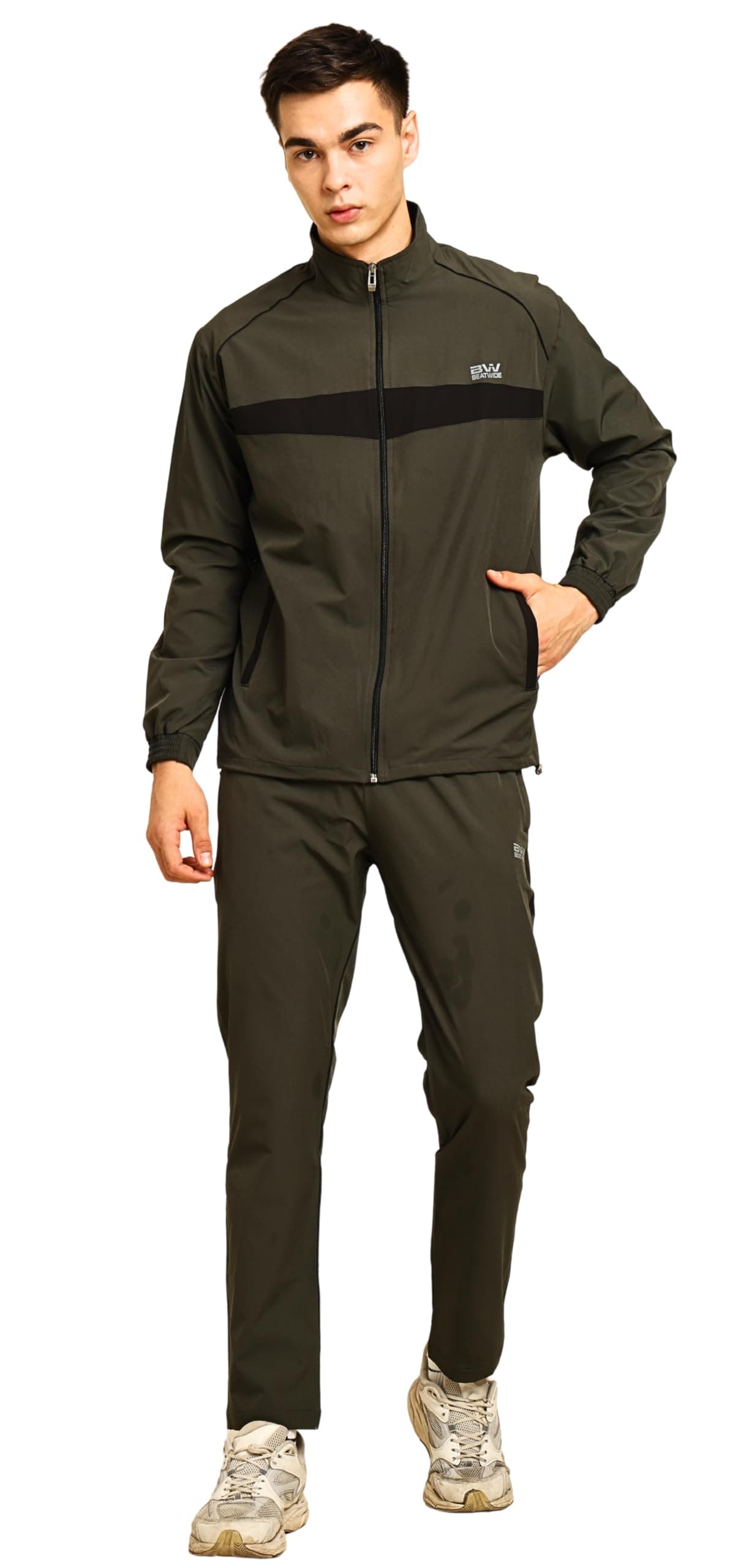BW: BEATWIDE Men’s NS Dot Terry Tracksuit with Breathable Mesh Lining | Gym Wear for Men Workout | Running Track Suit for Man Summer & Winter with Full Zip Jacket and Zippered Pants(OG-S | Pack Of-1)