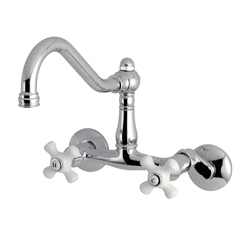 Kingston Brass KS3221PX Vintage 6 Adjustable Center Wall Mount Kitchen Faucet Polished Chrome