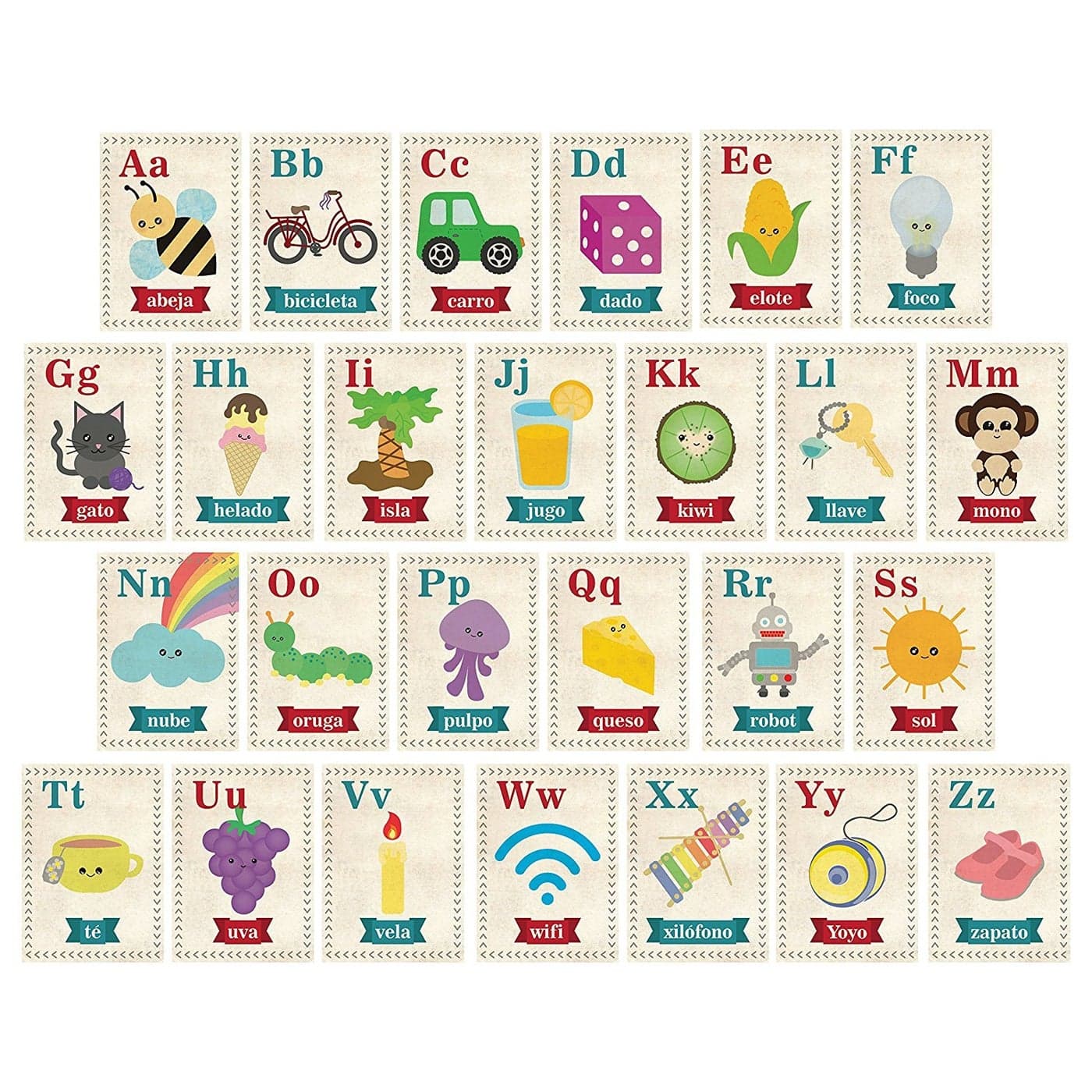 Nursery Wall Decor ABC Spanish Espaol 08x10 Inch Print Wall Cards Our World Themed Kids Wall Art Nursery Decor Kids Room Decor Gender Neutral Nursery Decor