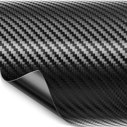 SUNBIRD Black Matte Car Wrap Vinyl Roll with Air Release DIY Styling Self Adhesive Motorbike Car Sticker Decal (24in x 4ft, Carbon 3D Vinyl)