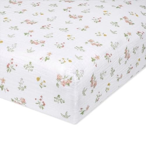 aden anais Essentials Classic Crib Sheet 100 Cotton Muslin Super Soft Breathable Tailored Snug Fit Country Floral